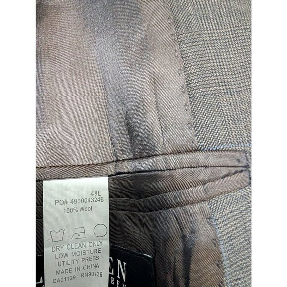 Lauren Ralph Lauren 100% Wool Blazer Men's Size 48L Slim Glen Check Plaid Brown - Picture 4 of 10